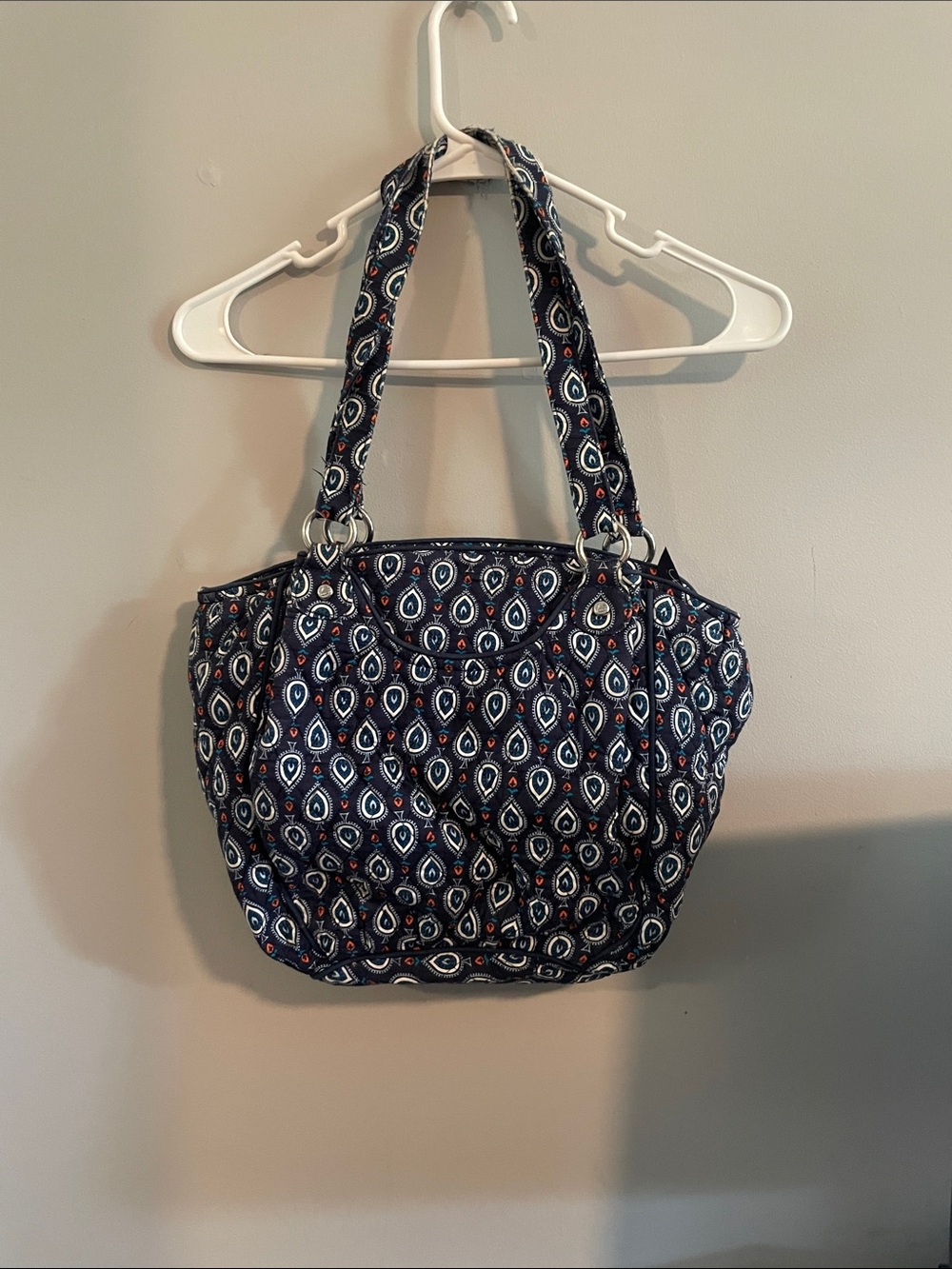 Vera Bradley Navy Quilted Tote with Teardrop Print